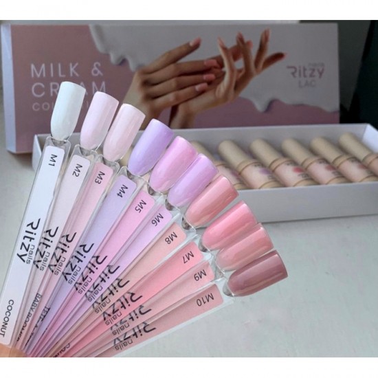 MILK & CREAM LAC COLLECTION (10 colours) in a box with display tips stickers